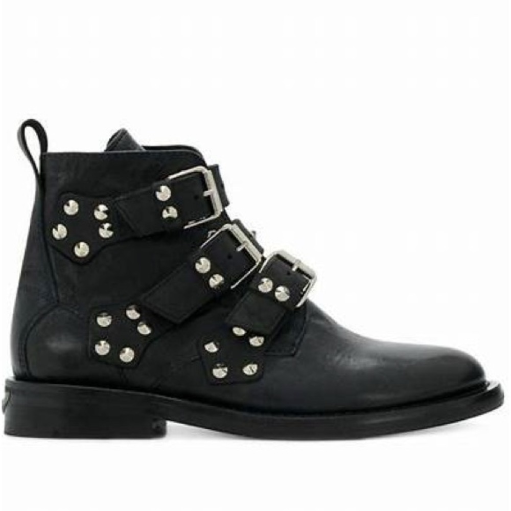 Zadig & Voltaire Laureen leather Spike buckle ankle moto boots